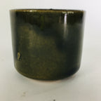 Japanese Ceramic Sake Cup Oribe Ware Vtg Guinomi Ochoko Green Glaze GU896