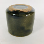 Japanese Ceramic Sake Cup Oribe Ware Vtg Guinomi Ochoko Green Glaze GU896