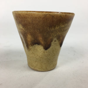 Japanese Ceramic Sake Cup Pottery Guinomi Sakazuki Ochoko Brown Drip Glaze G1