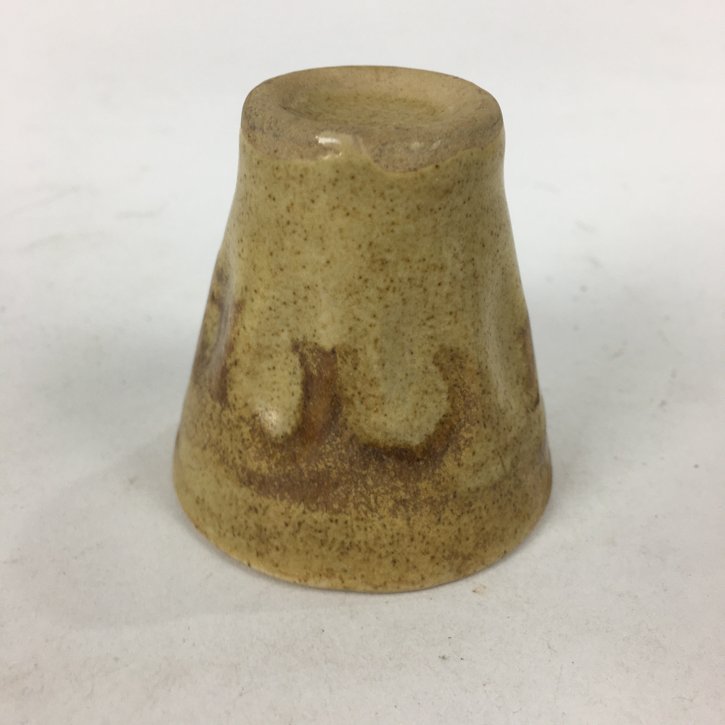 Japanese Ceramic Sake Cup Pottery Guinomi Sakazuki Ochoko Brown Drip Glaze G1