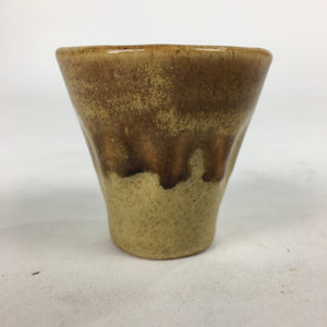 Japanese Ceramic Sake Cup Pottery Guinomi Sakazuki Ochoko Brown Drip Glaze G2