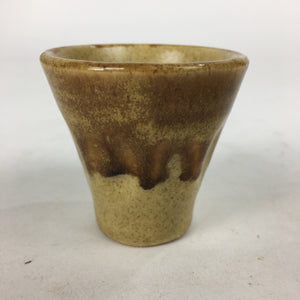 Japanese Ceramic Sake Cup Pottery Guinomi Sakazuki Ochoko Brown Drip Glaze G2