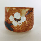 Japanese Ceramic Sake Cup Shino Ware Vtg Guinomi Ochoko Plum Blossom GU895
