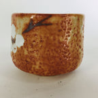 Japanese Ceramic Sake Cup Shino Ware Vtg Guinomi Ochoko Plum Blossom GU895