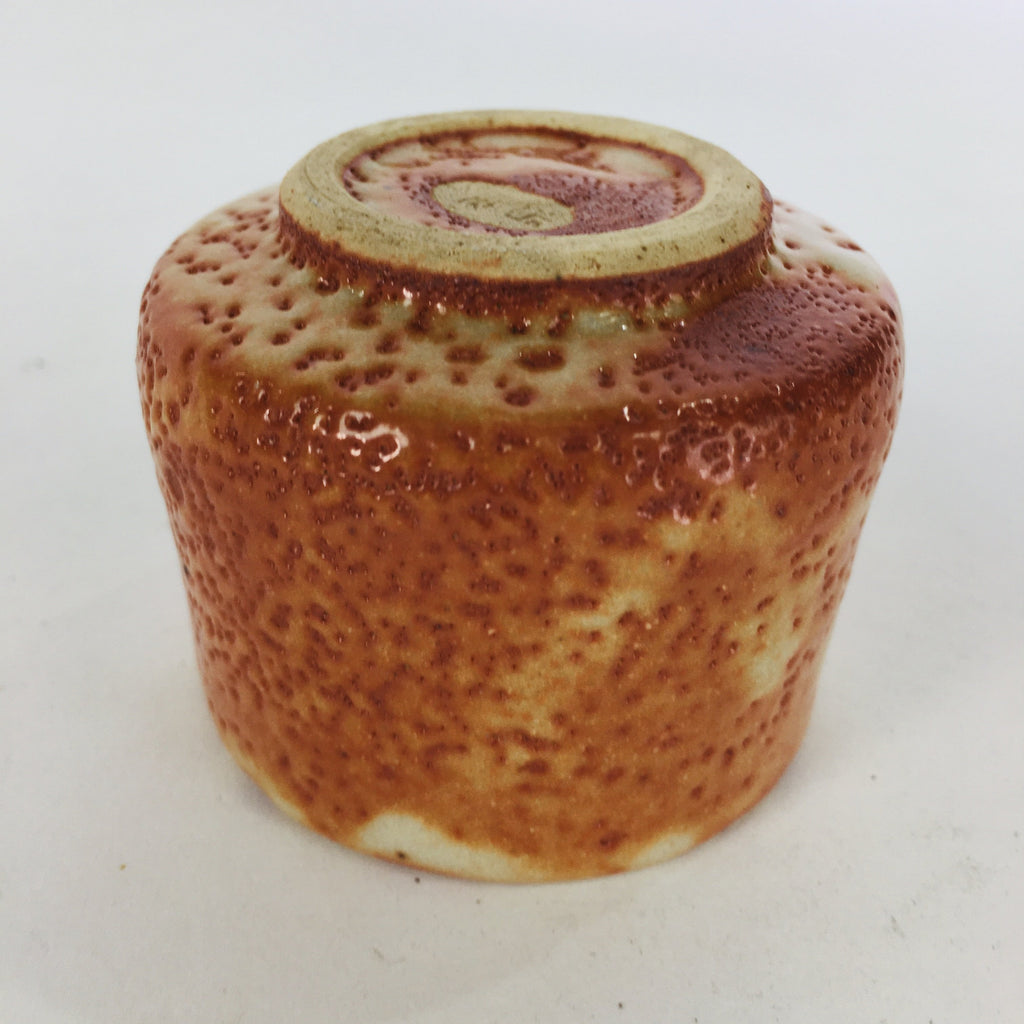 Japanese Ceramic Sake Cup Shino Ware Vtg Guinomi Ochoko Plum Blossom GU895