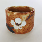 Japanese Ceramic Sake Cup Shino Ware Vtg Guinomi Ochoko Plum Blossom GU895