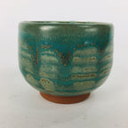 Japanese Ceramic Sake Cup Tanba Ware Vtg Guinomi Ochoko Glaze Emerald GU900