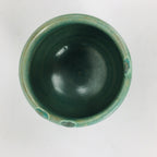 Japanese Ceramic Sake Cup Tanba Ware Vtg Guinomi Ochoko Glaze Emerald GU900