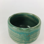 Japanese Ceramic Sake Cup Tanba Ware Vtg Guinomi Ochoko Glaze Emerald GU900