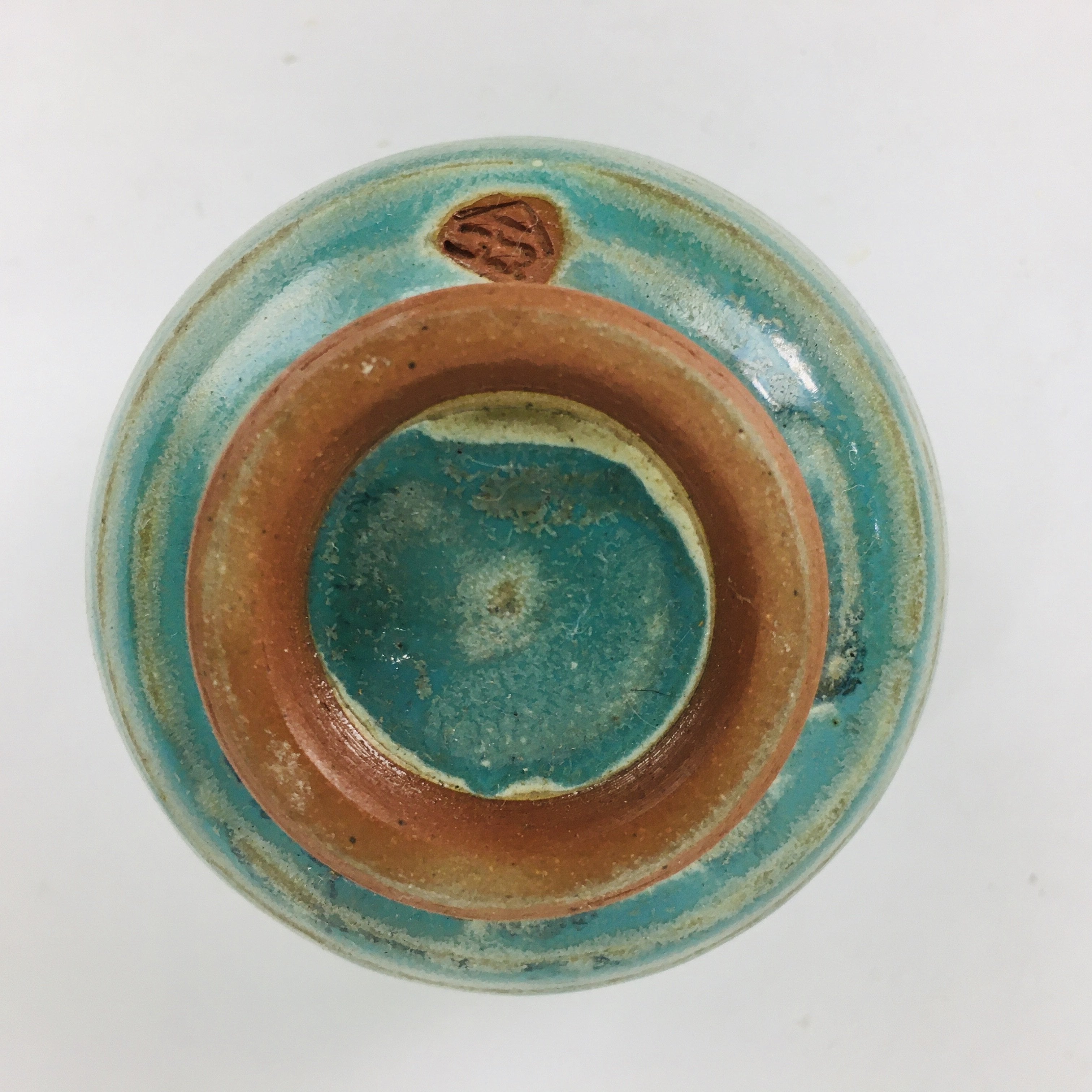 Japanese Ceramic Sake Cup Tanba Ware Vtg Guinomi Ochoko Glaze Emerald GU900