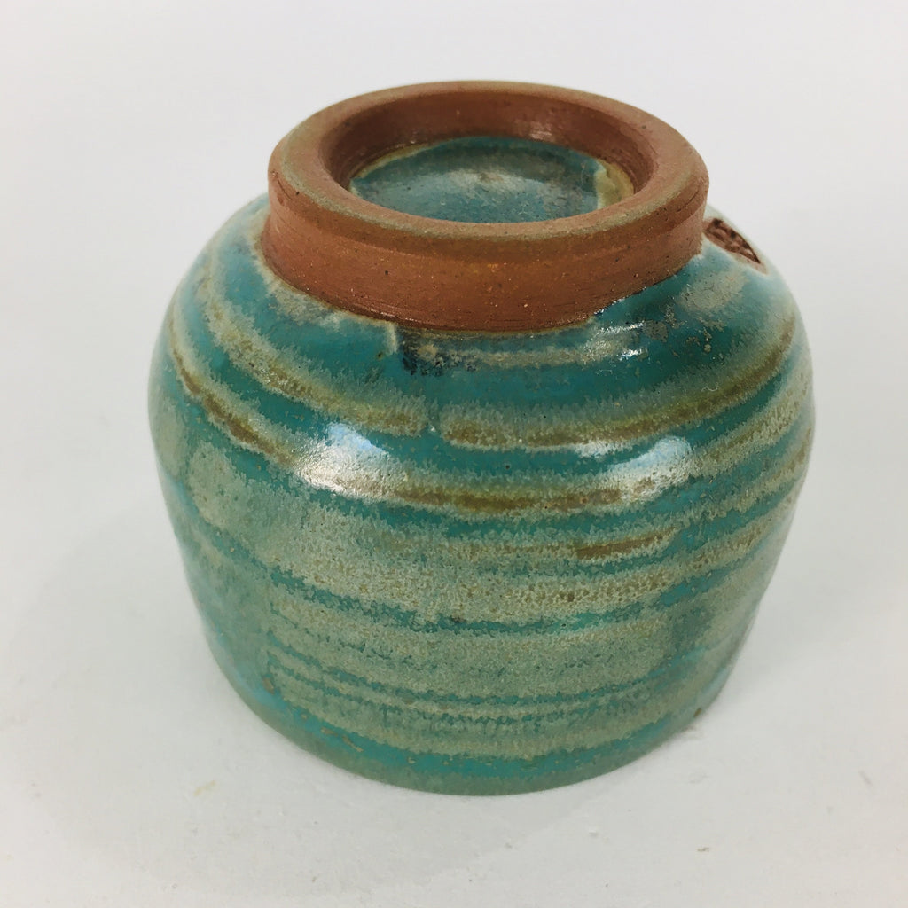 Japanese Ceramic Sake Cup Tanba Ware Vtg Guinomi Ochoko Glaze Emerald GU900