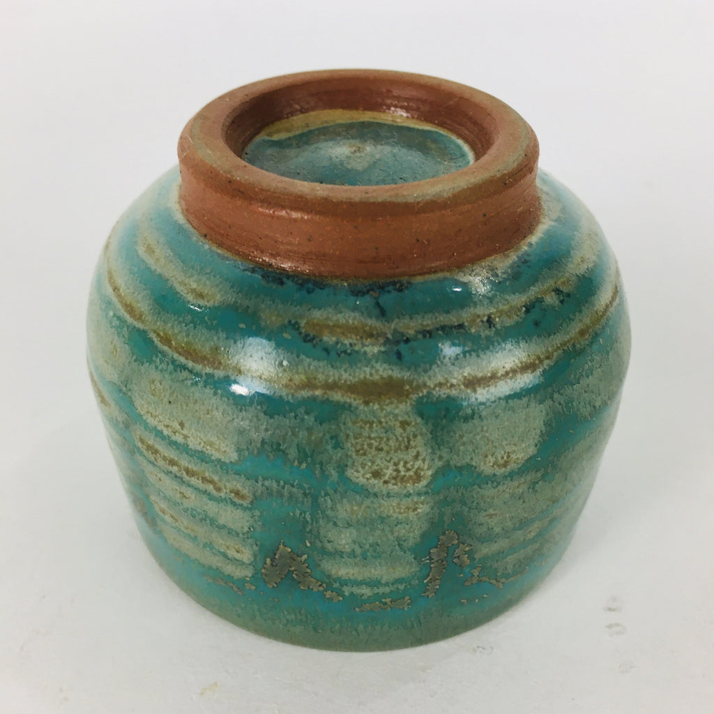 Japanese Ceramic Sake Cup Tanba Ware Vtg Guinomi Ochoko Glaze Emerald GU900