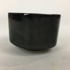 Japanese Ceramic Sake Cup Vtg Black Pottery Guinomi Sakazuki Ochoko Hexagon G6