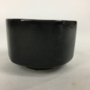 Japanese Ceramic Sake Cup Vtg Black Pottery Guinomi Sakazuki Ochoko Hexagon G6