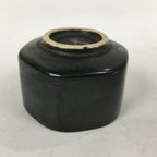 Japanese Ceramic Sake Cup Vtg Black Pottery Guinomi Sakazuki Ochoko Hexagon G6
