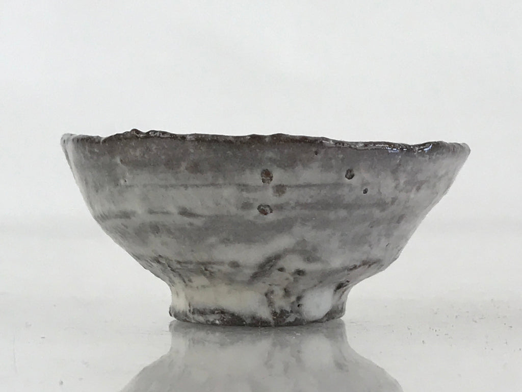 Japanese Ceramic Sake Cup Vtg Gray White Glaze Guinomi Ochoko Sakazuki G70