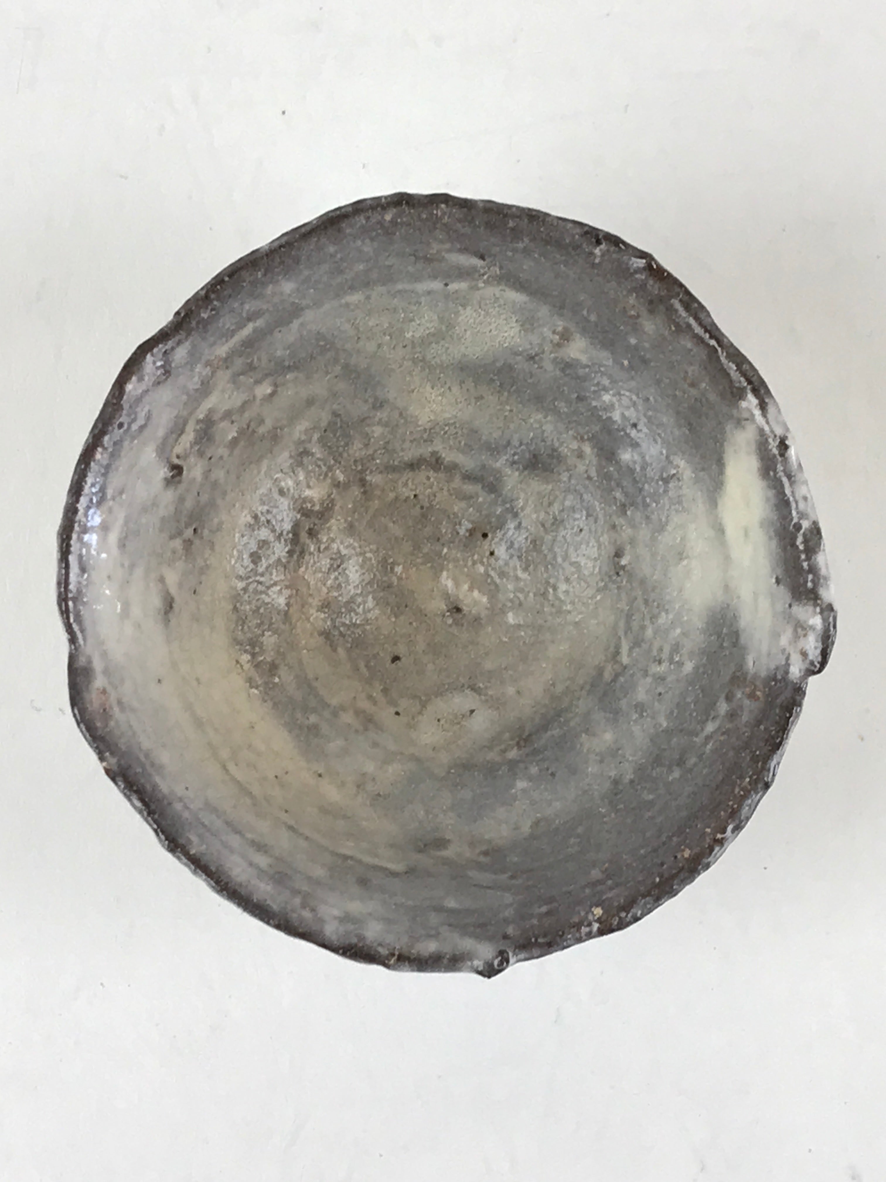 Japanese Ceramic Sake Cup Vtg Gray White Glaze Guinomi Ochoko Sakazuki G70
