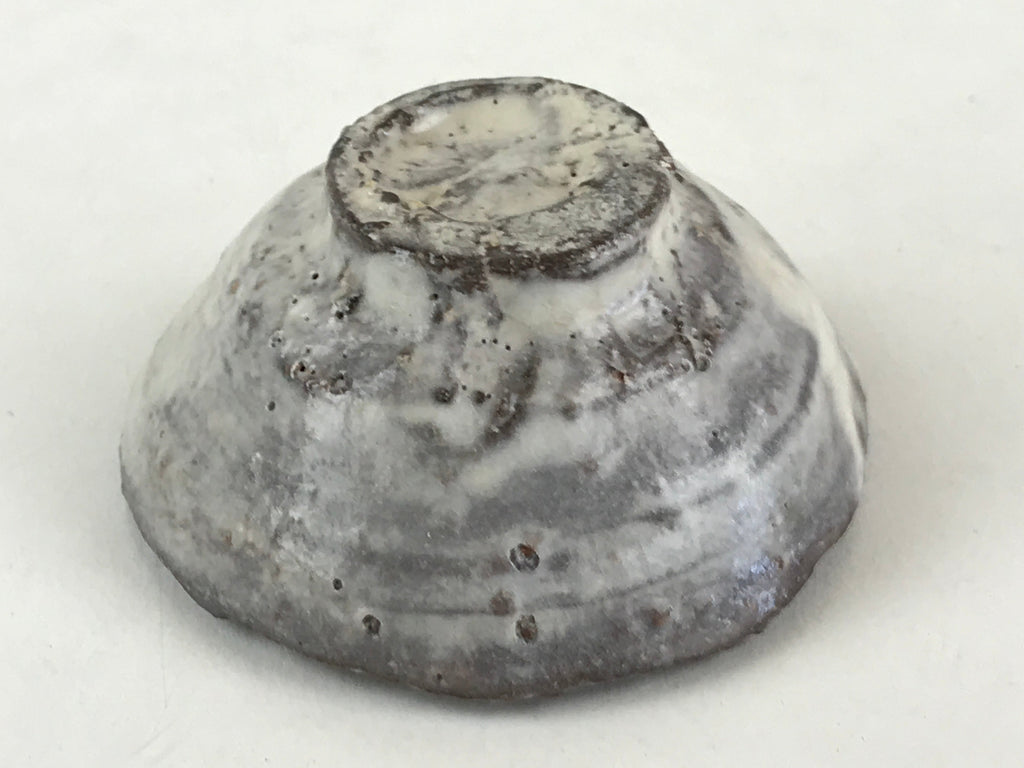 Japanese Ceramic Sake Cup Vtg Gray White Glaze Guinomi Ochoko Sakazuki G70