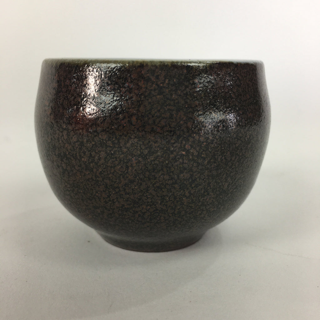 Japanese Ceramic Sake Cup Vtg Guinomi Ochoko Brown White Pottery GU972