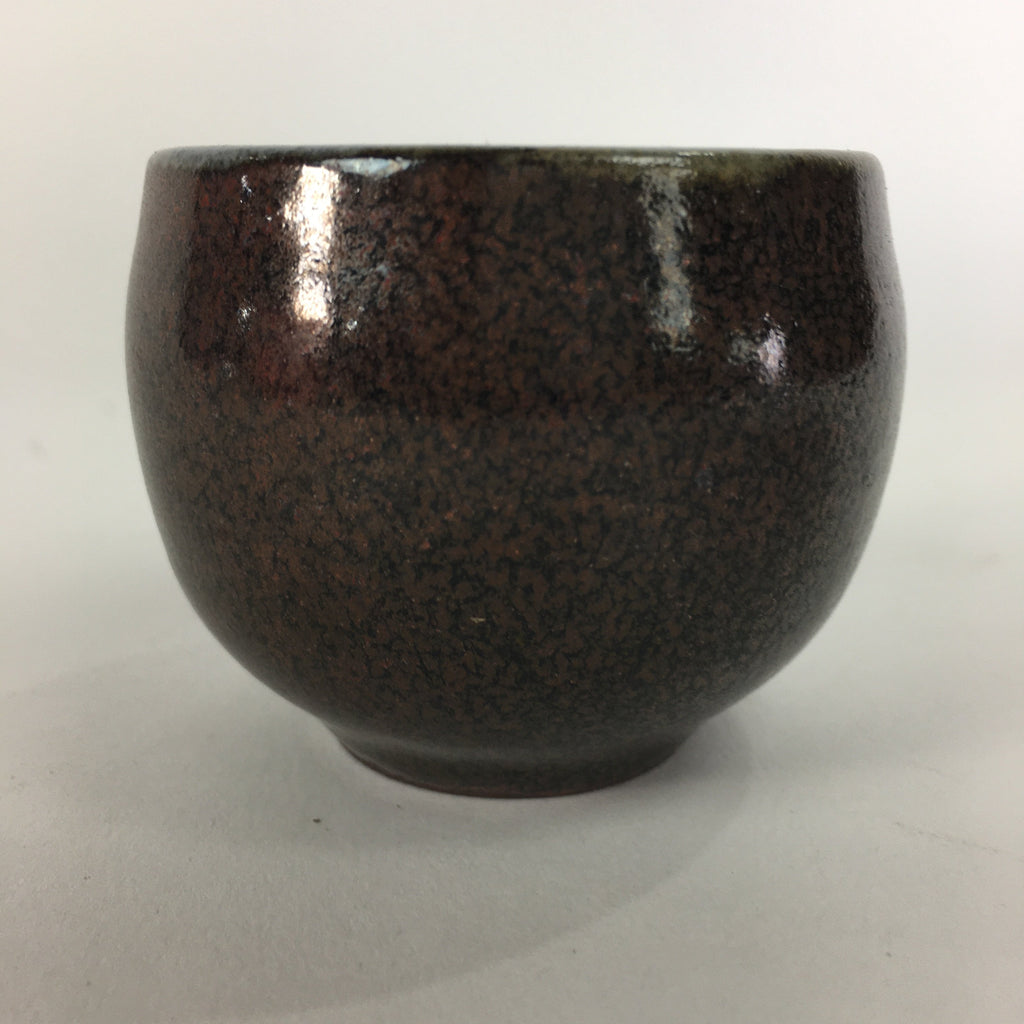 Japanese Ceramic Sake Cup Vtg Guinomi Ochoko Brown White Pottery GU972