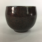 Japanese Ceramic Sake Cup Vtg Guinomi Ochoko Brown White Pottery GU972