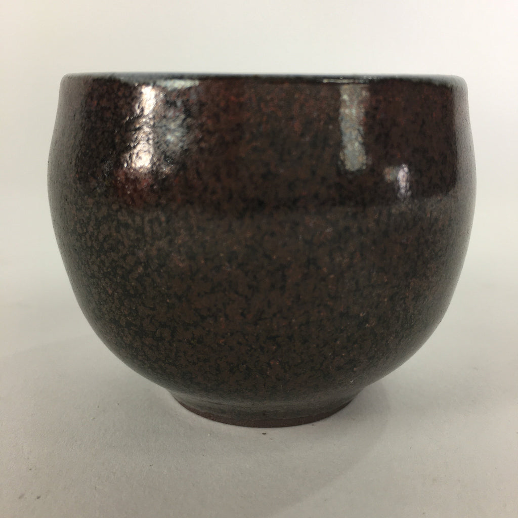 Japanese Ceramic Sake Cup Vtg Guinomi Ochoko Brown White Pottery GU972