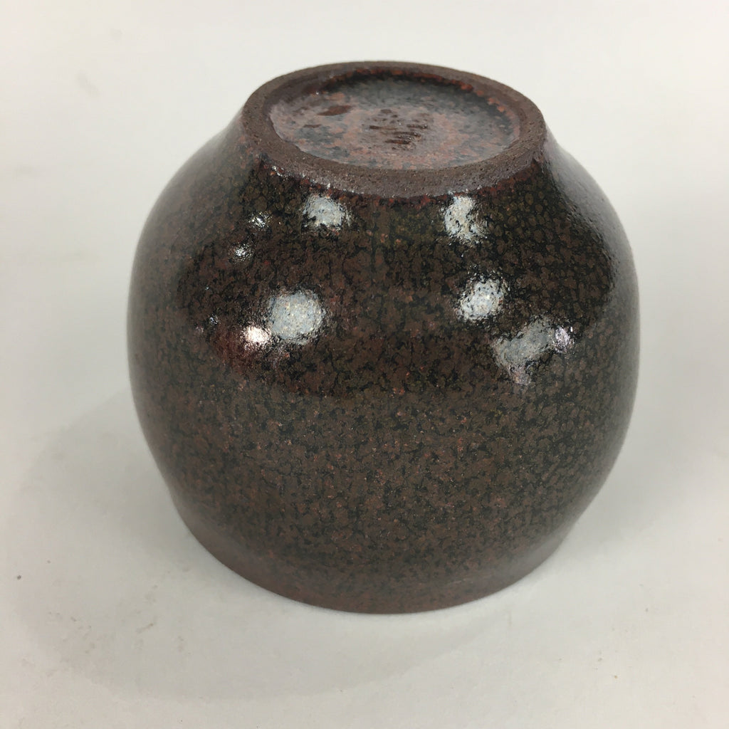Japanese Ceramic Sake Cup Vtg Guinomi Ochoko Brown White Pottery GU972