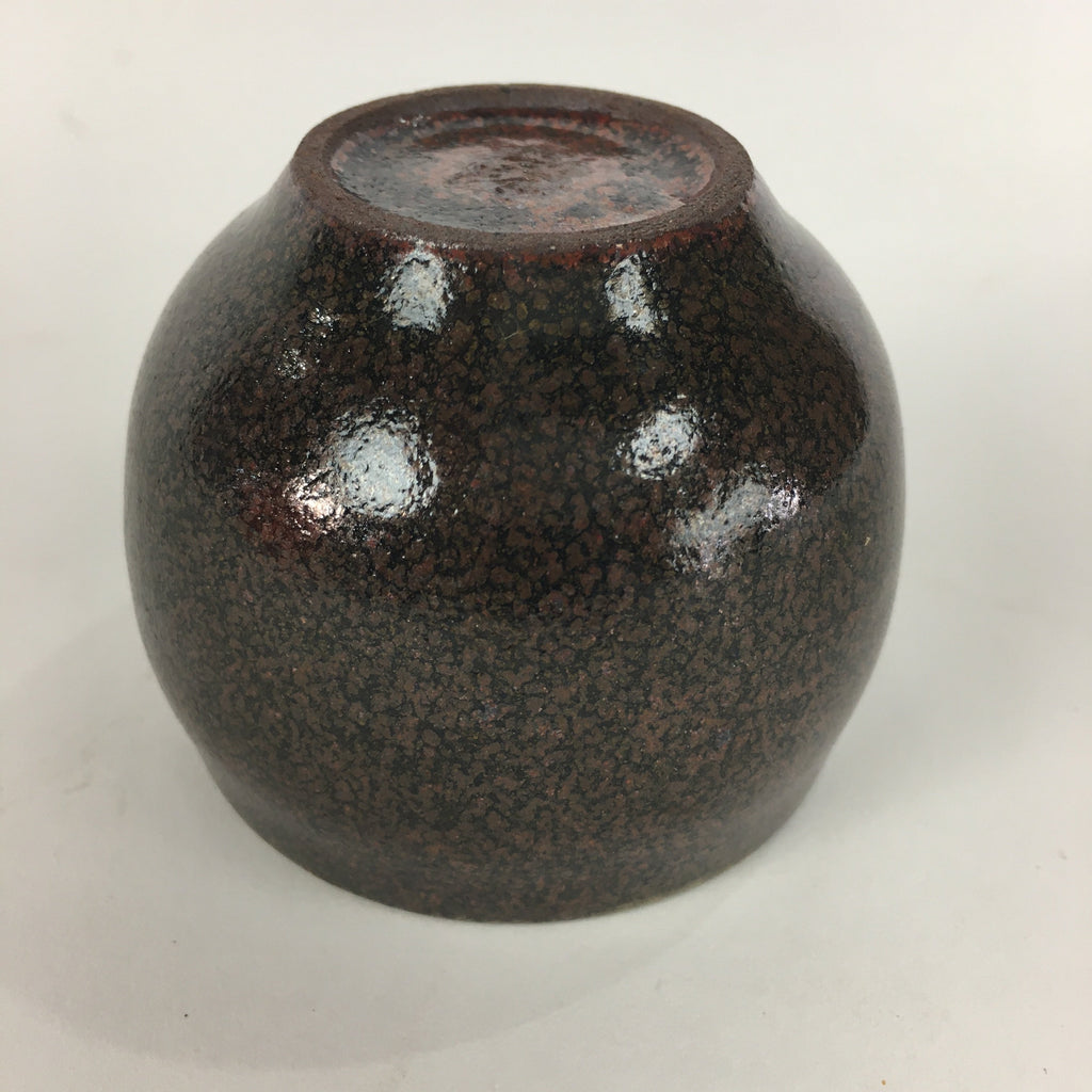 Japanese Ceramic Sake Cup Vtg Guinomi Ochoko Brown White Pottery GU972