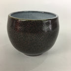 Japanese Ceramic Sake Cup Vtg Guinomi Ochoko Brown White Pottery GU972