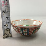 Japanese Ceramic Sake Cup Vtg Guinomi Sakazuki Iroe Gold Red Pottery Stamp GU374