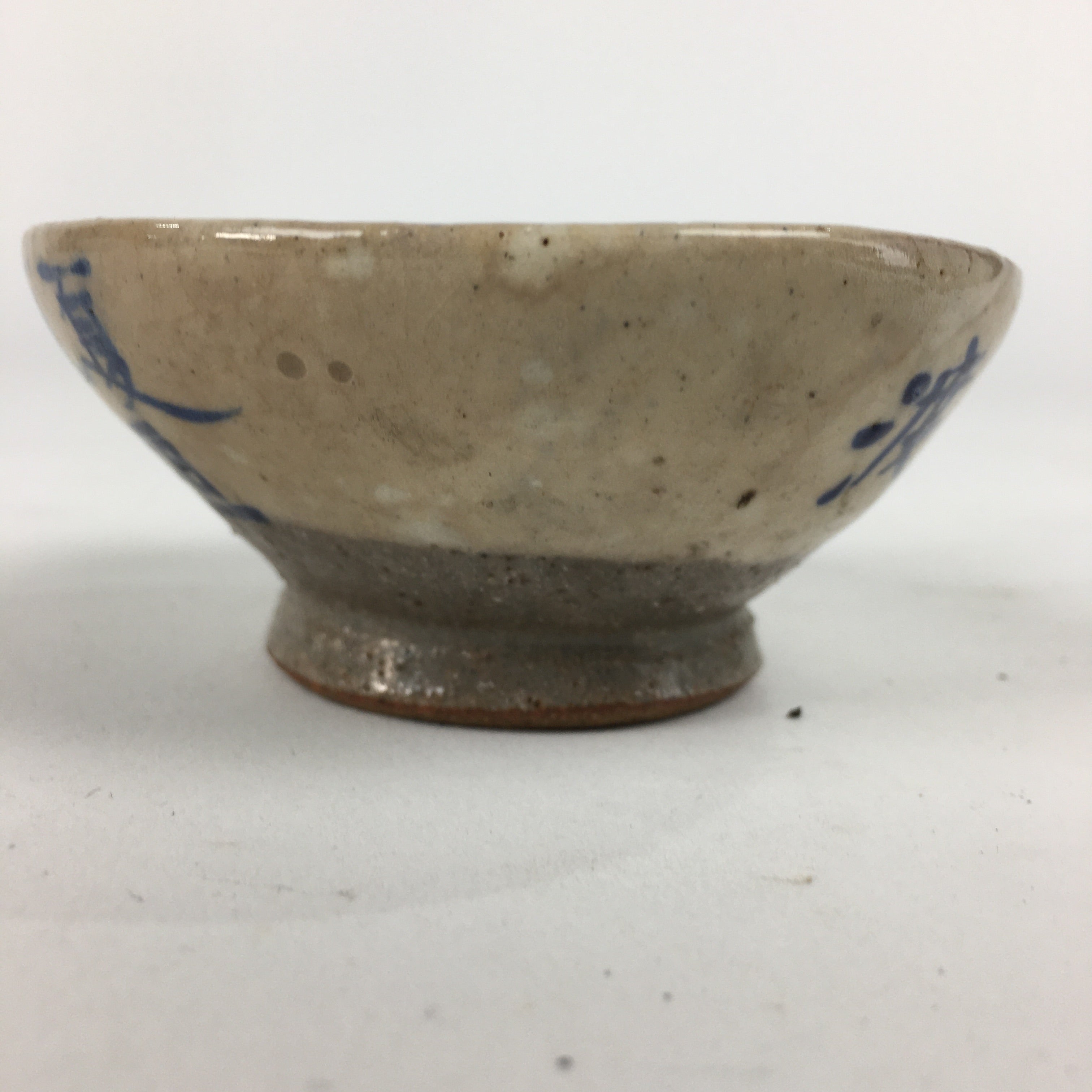 Japanese Ceramic Sake Cup Vtg Guinomi Sakazuki Ochoko Kanji Design GU981