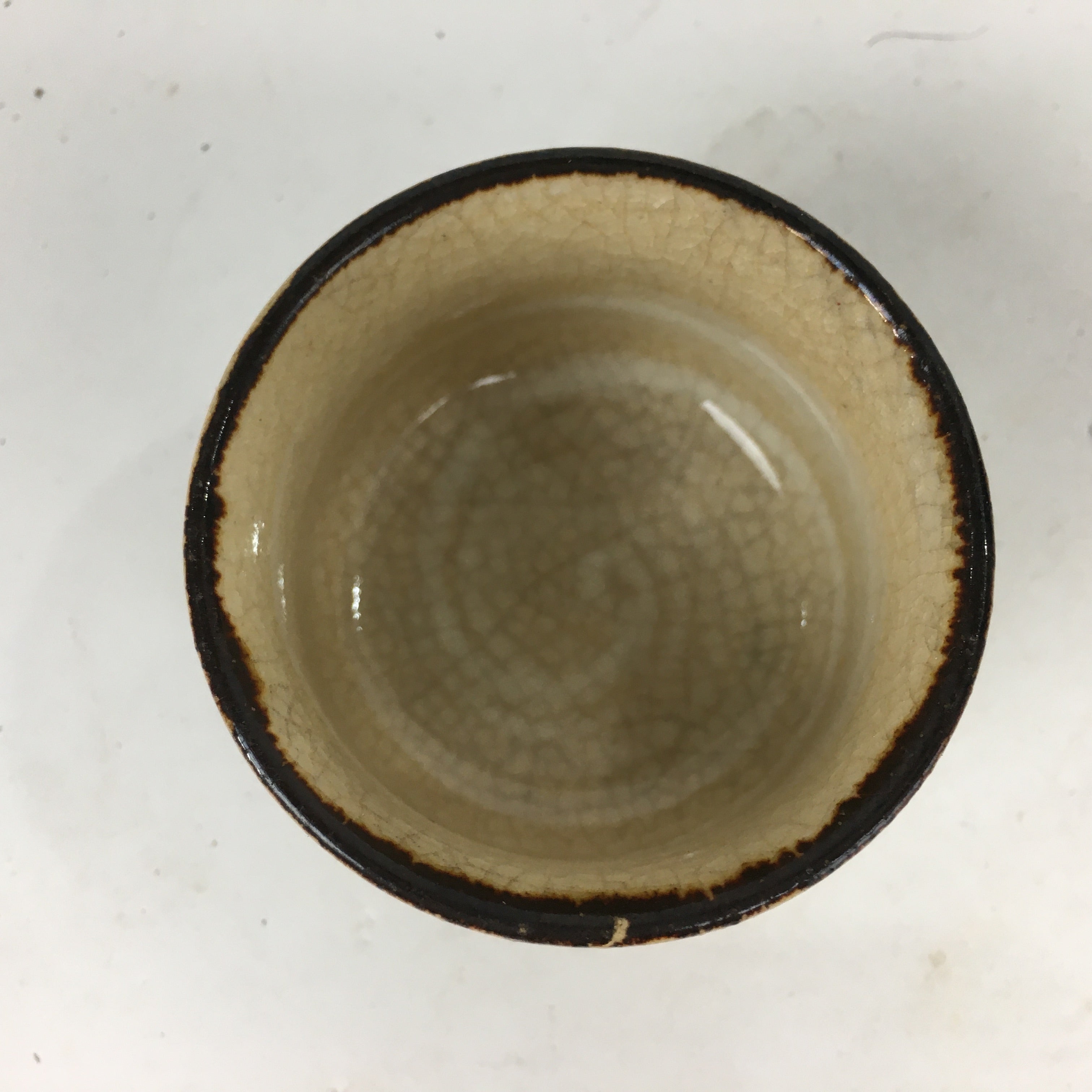 Japanese Ceramic Sake Cup Vtg Hand drawn Guinomi Sakazuki Ochoko Plum Blossom G7