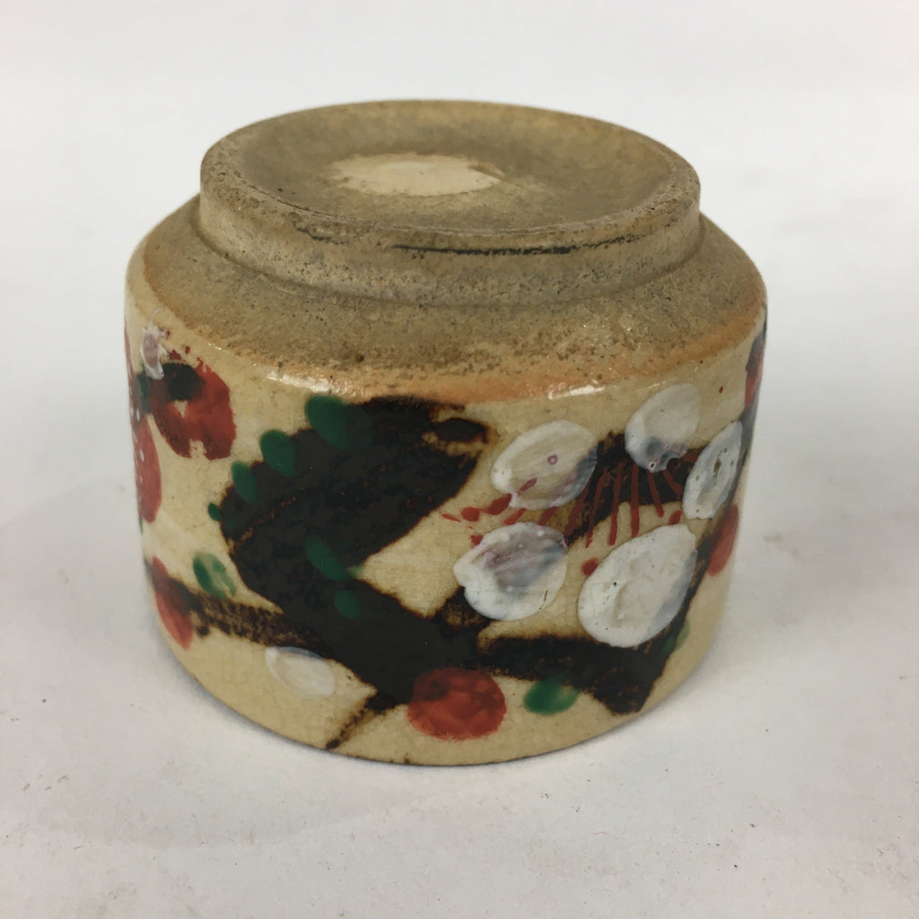 Japanese Ceramic Sake Cup Vtg Hand drawn Guinomi Sakazuki Ochoko Plum Blossom G7