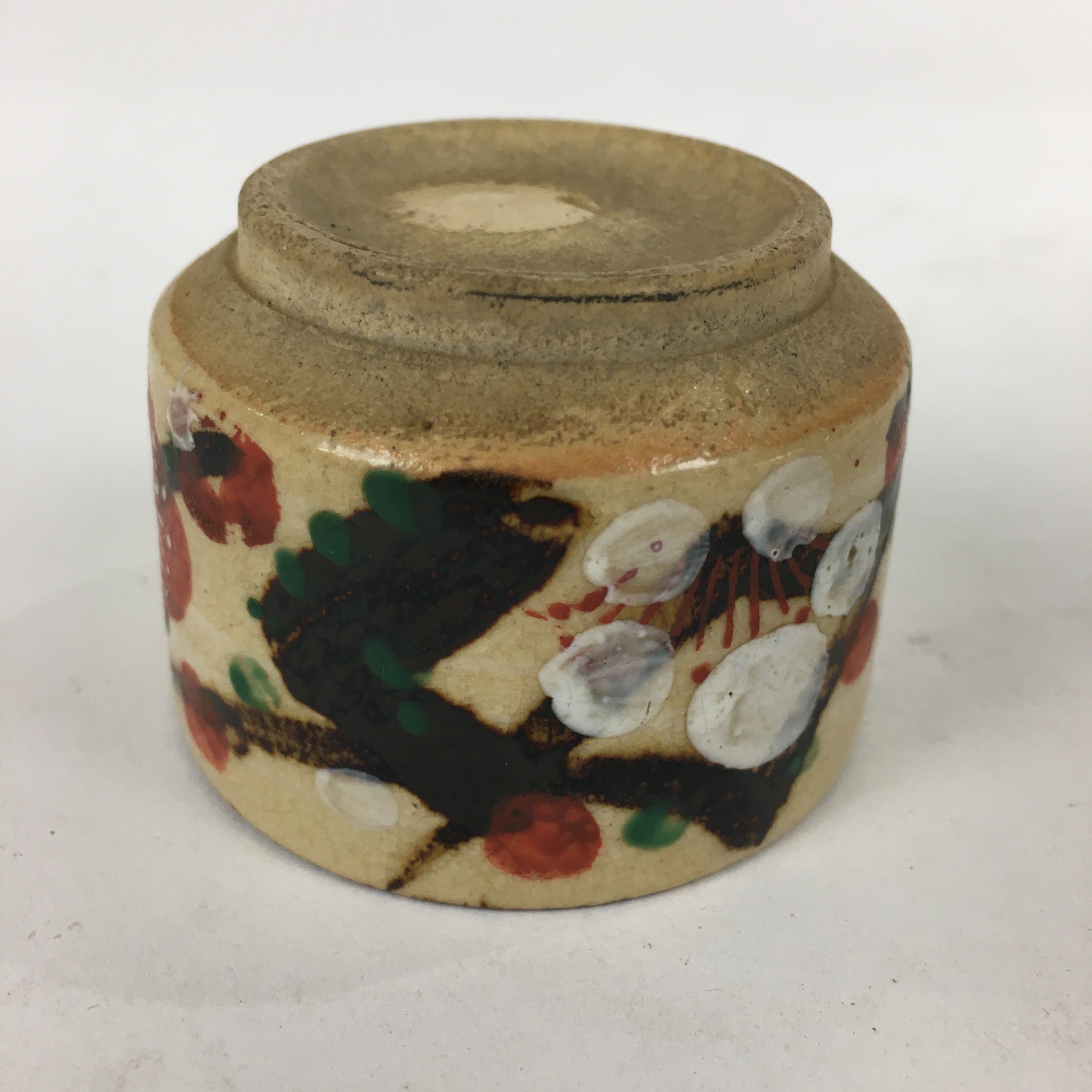 Japanese Ceramic Sake Cup Vtg Hand drawn Guinomi Sakazuki Ochoko Plum Blossom G7