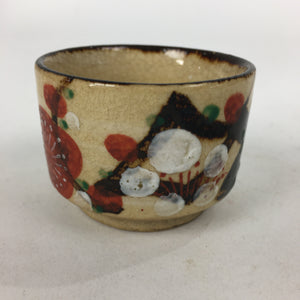 Japanese Ceramic Sake Cup Vtg Hand drawn Guinomi Sakazuki Ochoko Plum Blossom G7