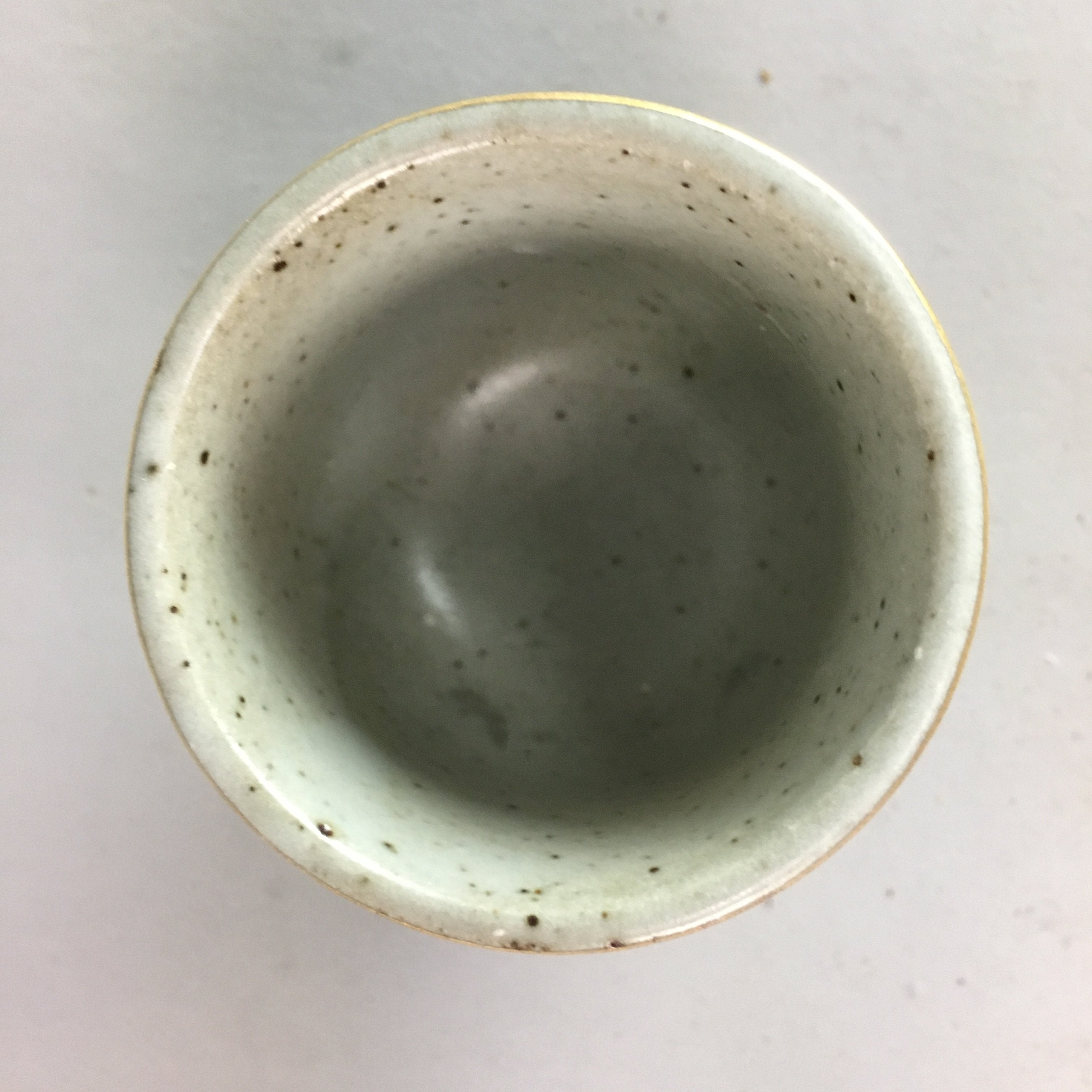 Japanese Ceramic Sake Cup Vtg Kutani Pottery Guinomi Sakazuki Mokubei GU455
