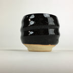 Japanese Ceramic Sake Cup Vtg Pottery Black Glaze Guinomi Ochoko G48