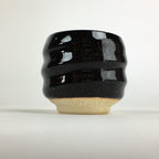 Japanese Ceramic Sake Cup Vtg Pottery Black Glaze Guinomi Ochoko G48