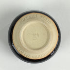 Japanese Ceramic Sake Cup Vtg Pottery Black Glaze Guinomi Ochoko G48