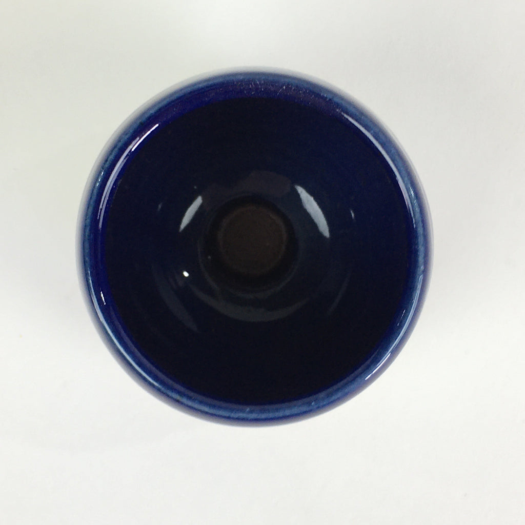 Japanese Ceramic Sake Cup Vtg Pottery Blue Glaze Guinomi Ochoko G49