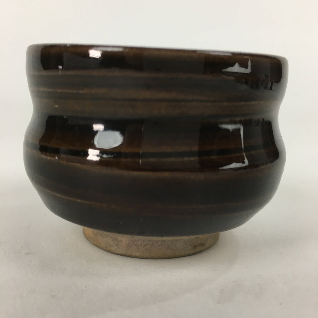 Japanese Ceramic Sake Cup Vtg Pottery Brown Glaze Guinomi Ochoko G31