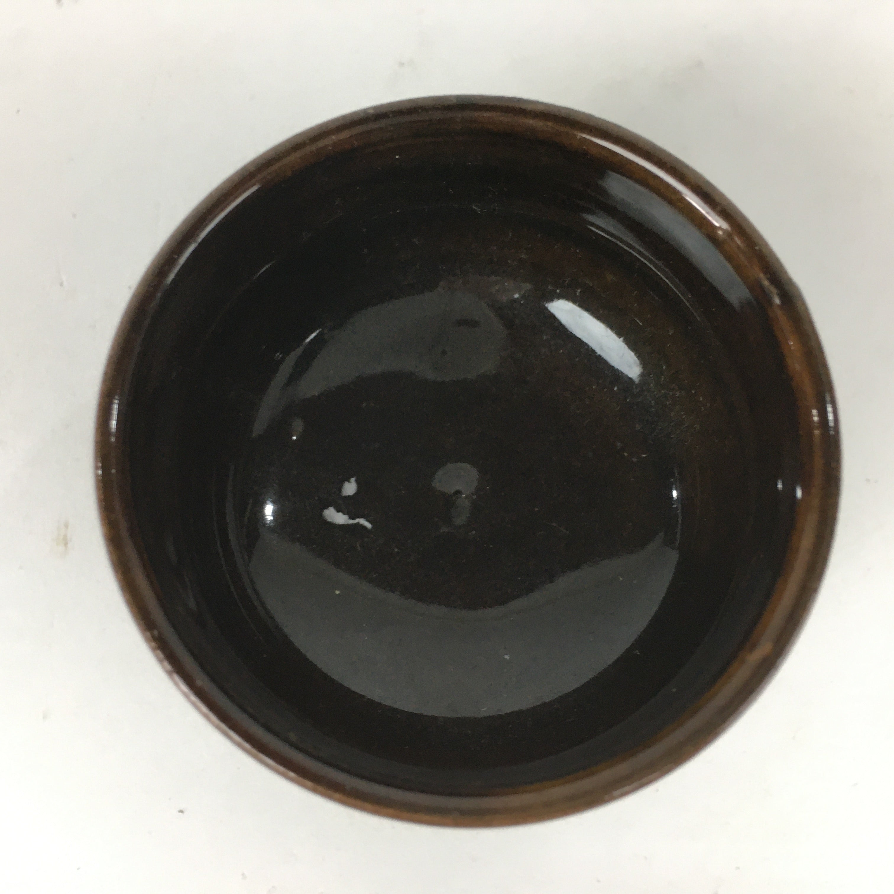 Japanese Ceramic Sake Cup Vtg Pottery Brown Glaze Guinomi Ochoko G31