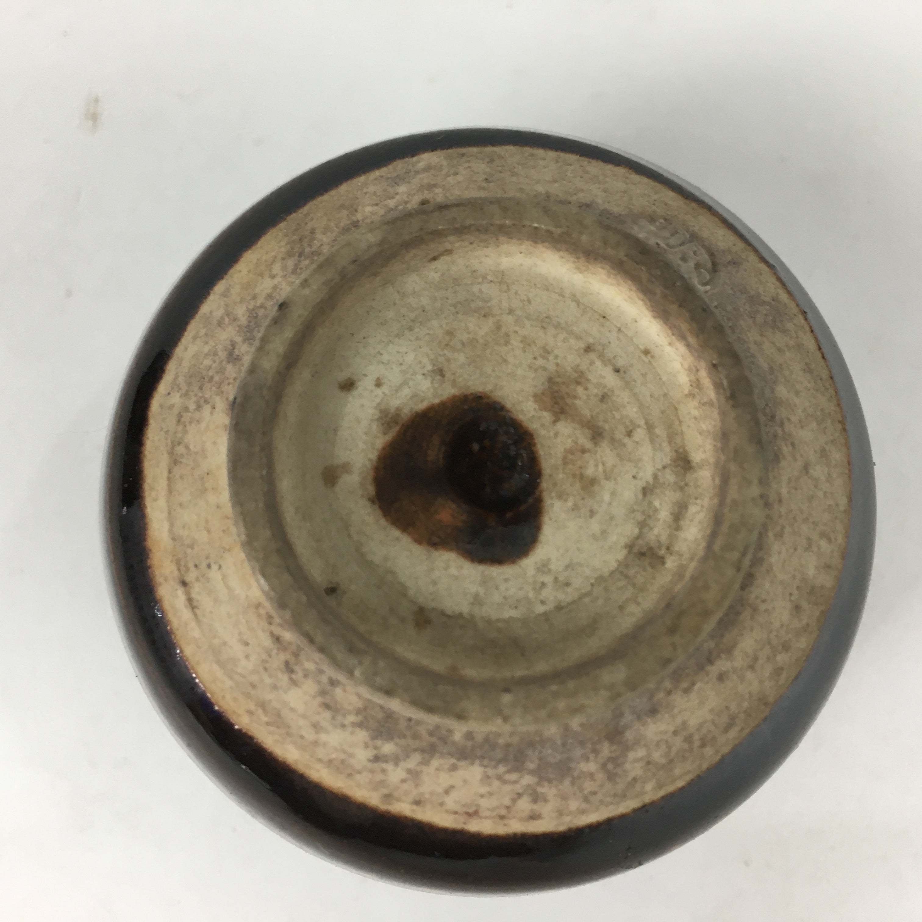 Japanese Ceramic Sake Cup Vtg Pottery Brown Glaze Guinomi Ochoko G31