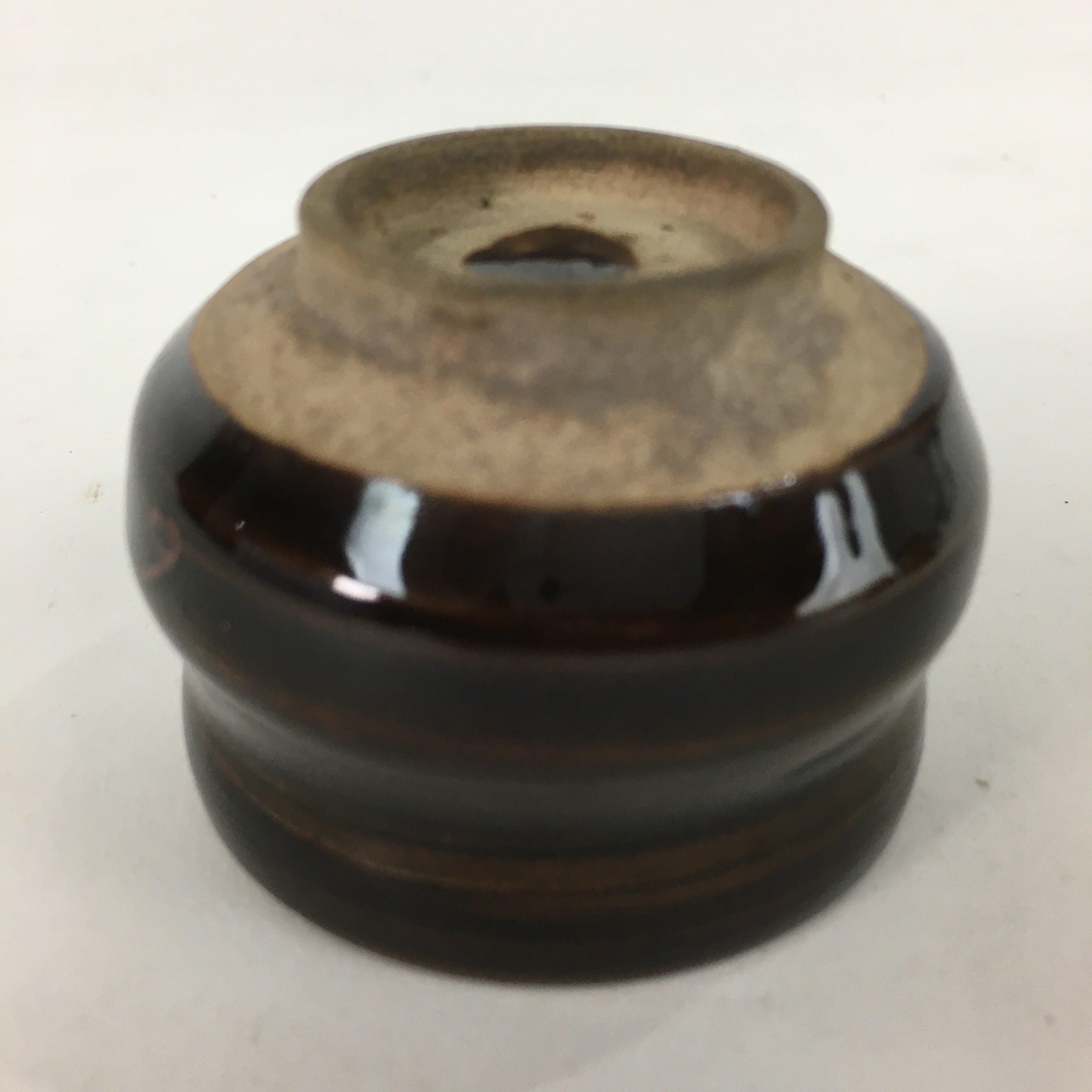 Japanese Ceramic Sake Cup Vtg Pottery Brown Glaze Guinomi Ochoko G31