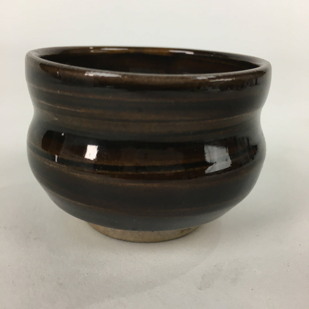 Japanese Ceramic Sake Cup Vtg Pottery Brown Glaze Guinomi Ochoko G31