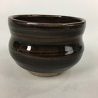 Japanese Ceramic Sake Cup Vtg Pottery Brown Glaze Guinomi Ochoko G31