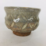 Japanese Ceramic Sake Cup Vtg Pottery Guinomi Ochoko Beige Clacked Glaze GU911