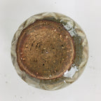 Japanese Ceramic Sake Cup Vtg Pottery Guinomi Ochoko Beige Clacked Glaze GU911