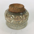 Japanese Ceramic Sake Cup Vtg Pottery Guinomi Ochoko Beige Clacked Glaze GU911