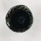 Japanese Ceramic Sake Cup Vtg Pottery Guinomi Ochoko Black Glaze Dimple GU916